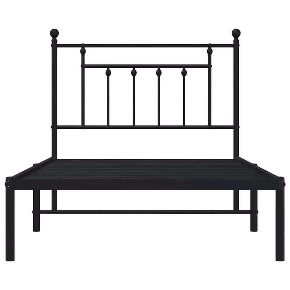 Berkfield Home Metal Bed Frame with Headboard, Black, W/D/H: 100 x 190 cm – 3