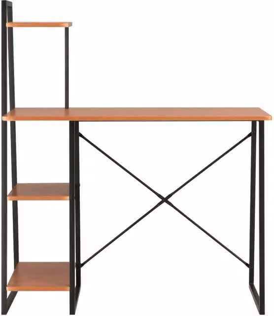 Berkfield Home Modern Desk with Shelving Unit in Black and Brown, W/D/H: 102 x 50 x 117 cm