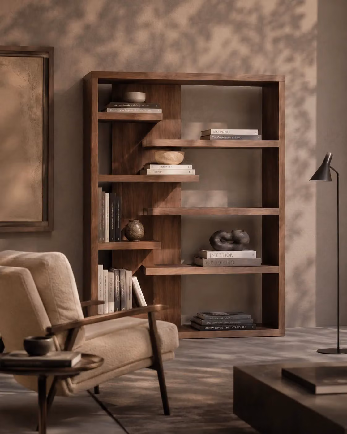 Tommy Franks Fiocchi Modern Walnut Book Shelf, W/D/H: 160 x 35 x 200 cm