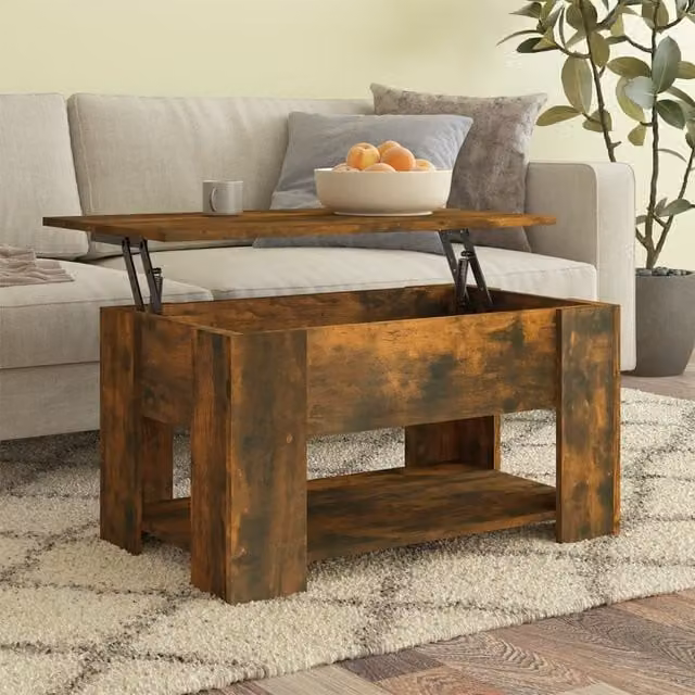 Berkfield Home Modern Smoked Oak Coffee Table in Brown, W: 79 cm, D: 49 cm, H: 41 cm – 1
