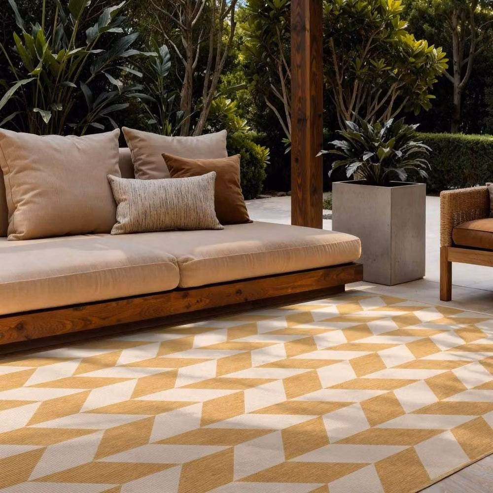 Ted Baker Terrick Reversible Indoor Outdoor Chevron Design Rug in Yellow, W/D: 160 x 230 cm – 3