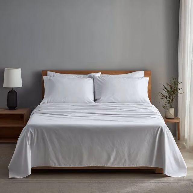 Snug City Luxury 400TC Mako Satin Soft Touch Hotel Quality Flat Sheet Bed Linen in White, Size: 90 x 200 cm