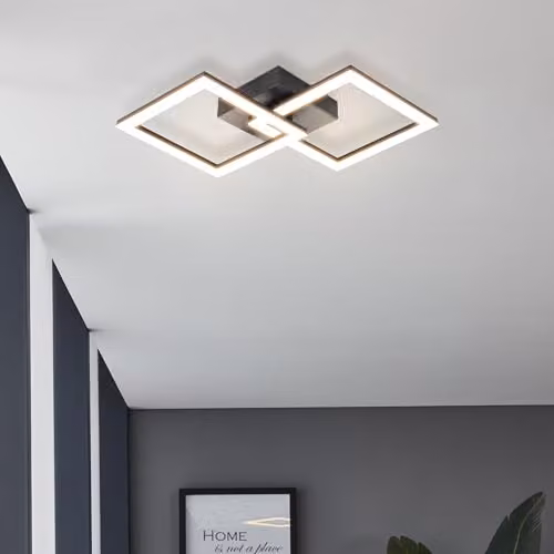 Eglo Palmaves-E Modern LED Ceiling Light in Black and White with Warm White 3000K Light – 2