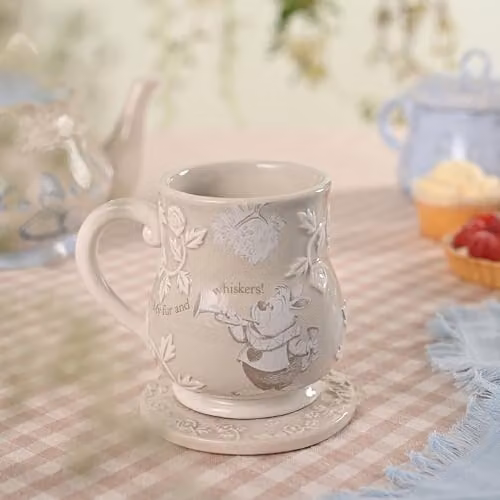 Widdop and Co Disney Alice in Wonderland Ceramic Pink and Beige Embossed Mug H: 10 cm x W: 12 cm x D: 9 cm – 2