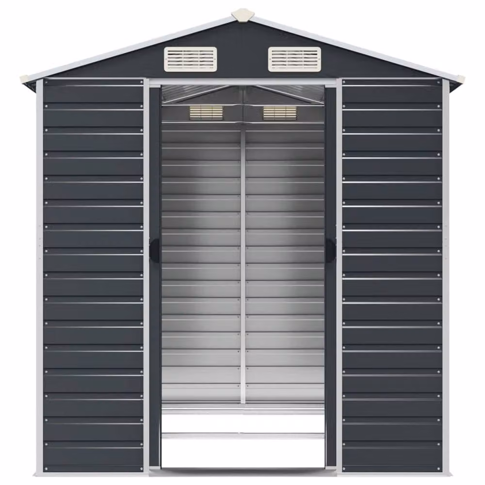 Berkfield Home Anthracite Galvanised Steel Garden Shed in Dark Grey, W/D/H: 191 x 215 x 198 cm – 3
