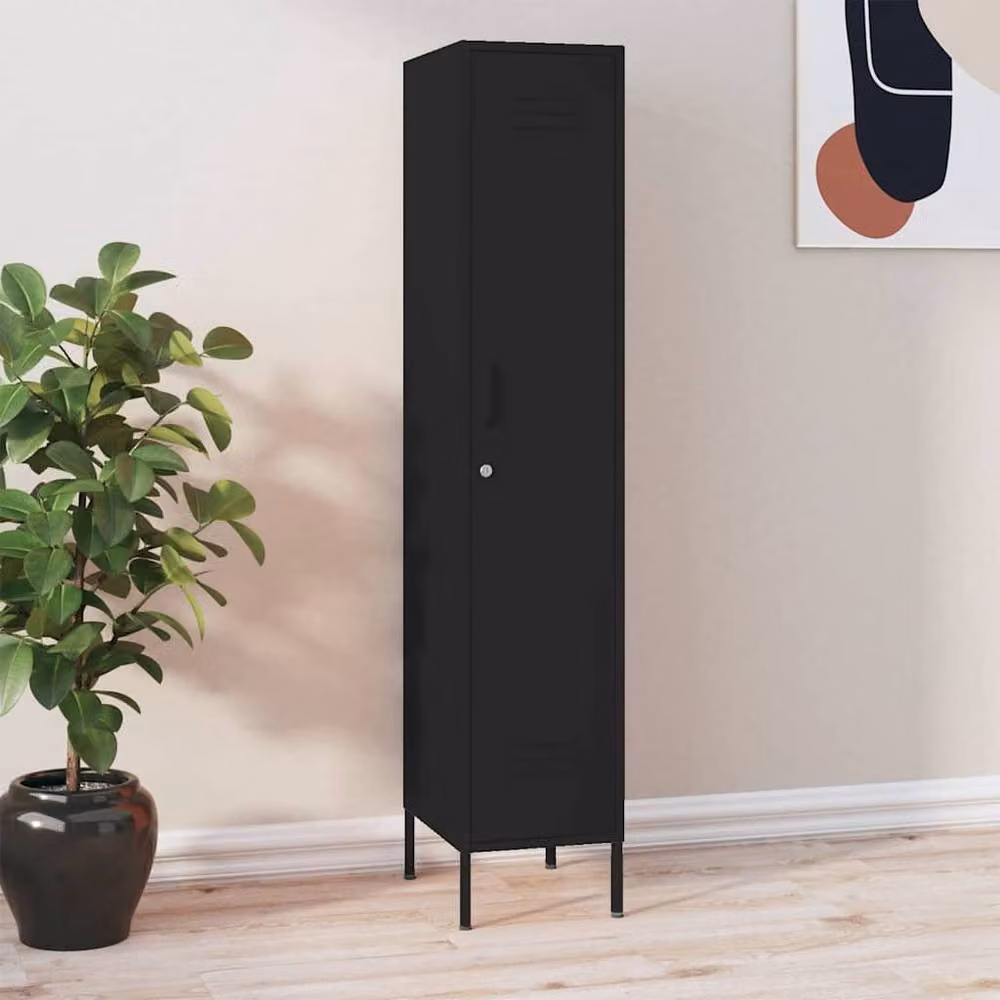 Berkfield Home Black Steel Locker Cabinet with Internal Shelves and Lock, W/D/H: 35 x 46 x 180 cm – 2