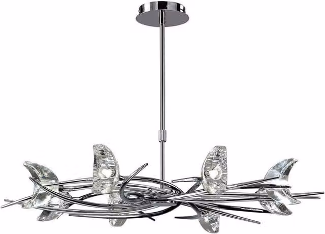 Netlighting Eclipse Telescopic 8 Light G9 Suspended Pendant Light in Polished Chrome and Silver with Crystal Details