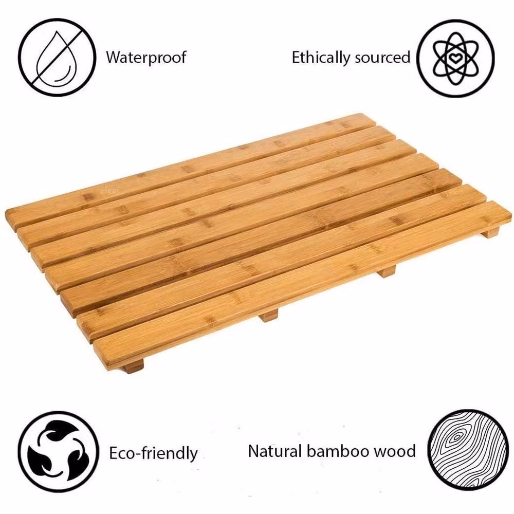 SPETLEK Rectangular Non-Slip Shower and Bath Duckboard in Natural Brown and Beige – 3