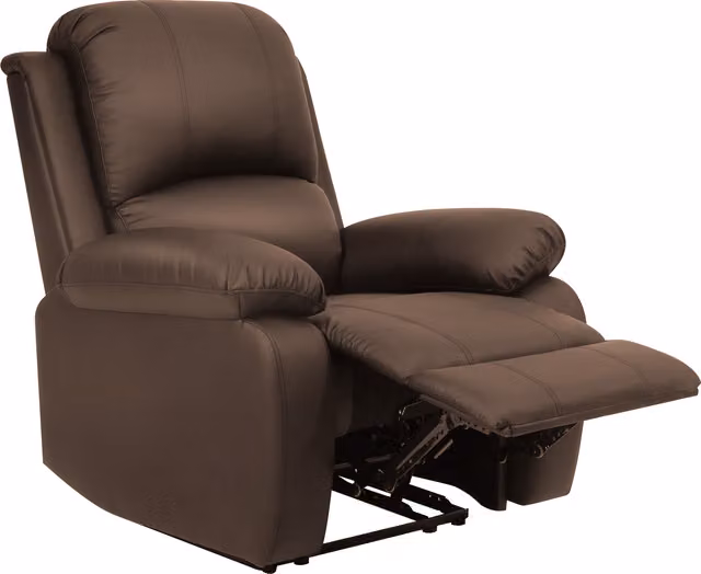 Comfy Living Brown Synthetic Leather Reclining Sofa Set Including 3-Seater, 2-Seater and Armchair
