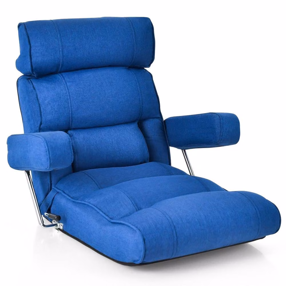 Costway Blue Folding Sofa Chair Floor Lounger with 6-Position Adjustable Backrest – 2