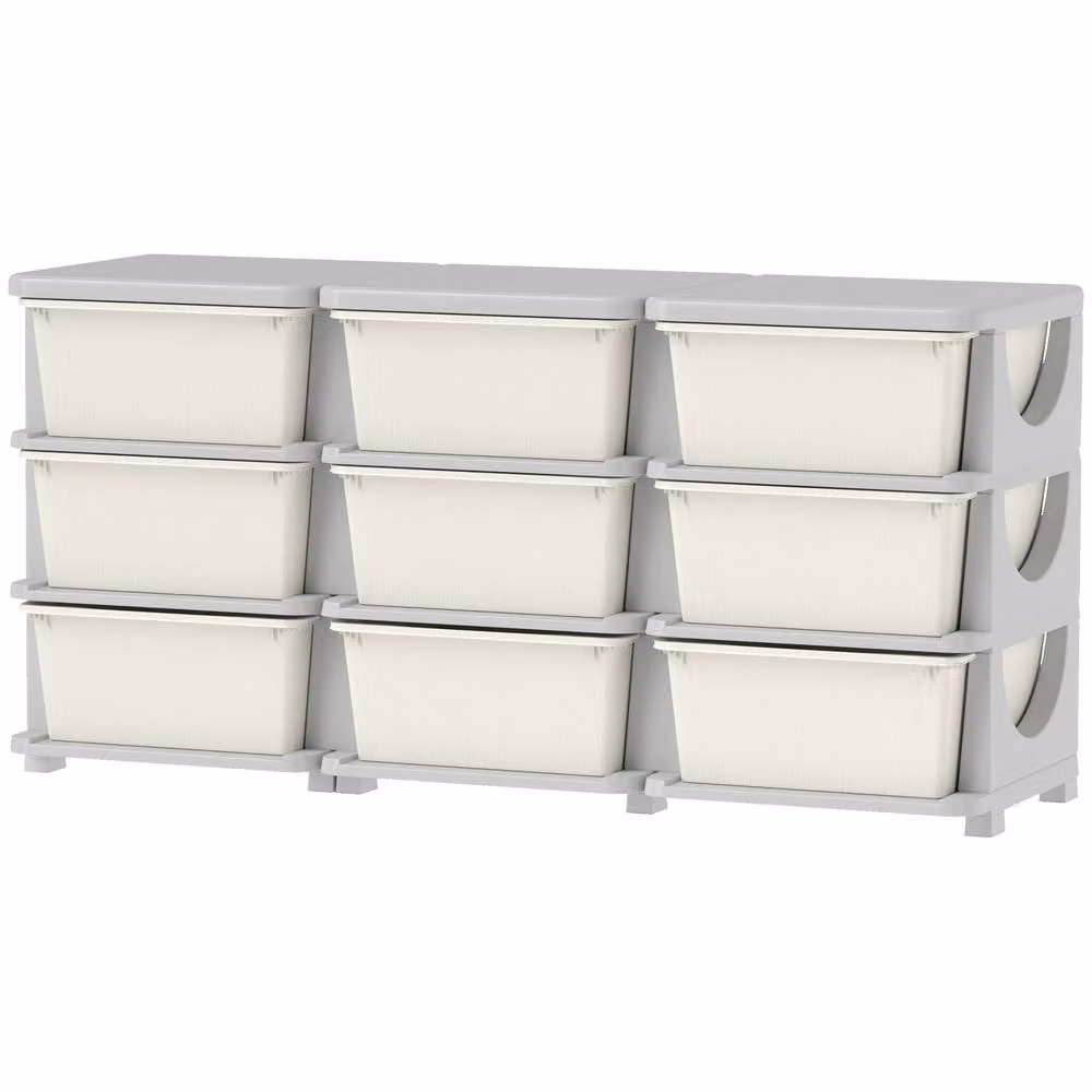 STILVORA Kids Storage Unit with Nine Drawers, Cream/Beige/White – 2