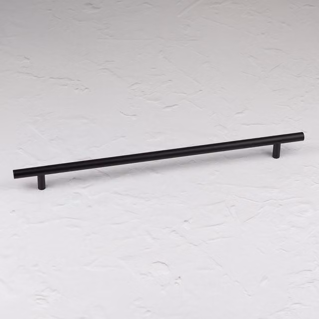 Handle & Home Matt Black Aluminium T-Bar Cupboard Handles and Knob for Kitchen Cabinets, Length: 392 mm