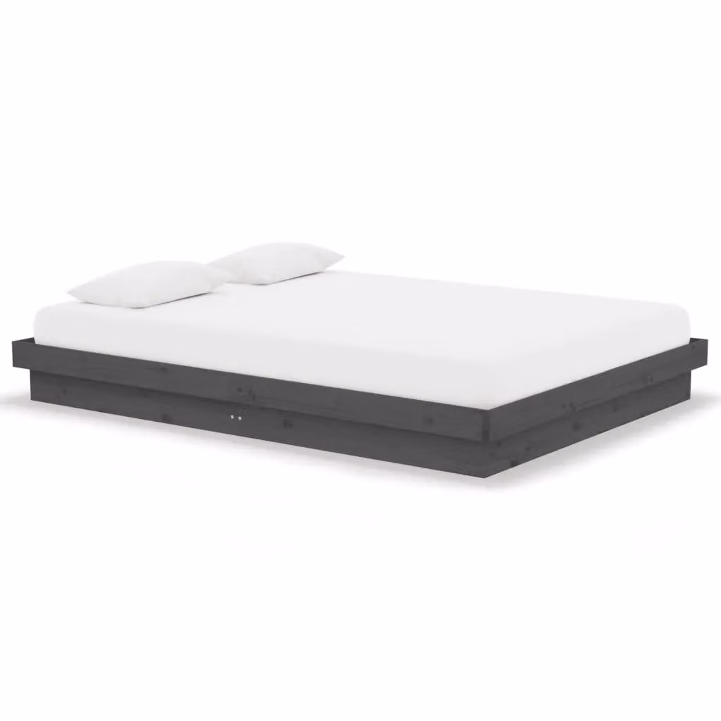 Berkfield Home Rustic Solid Pine Double Bed Frame, Grey, W: 135 cm, L: 190 cm – 2