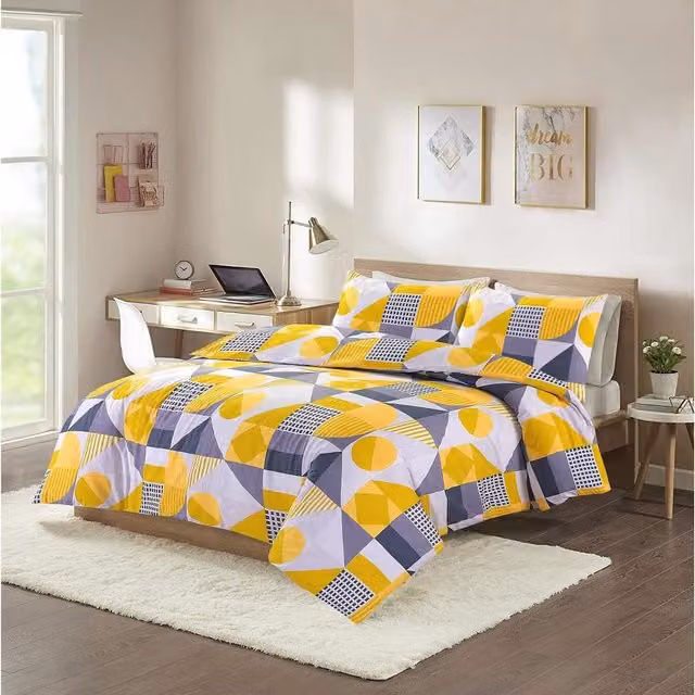 HomeSpace Direct Yellow Polycotton Graphic Duvet Cover, 90 x 200 cm