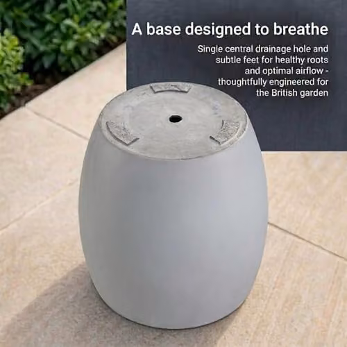 IDEALIST Set of 3 Grey Stone Outdoor Plant Pots, 30cm Diameter, 19l Volume – 3