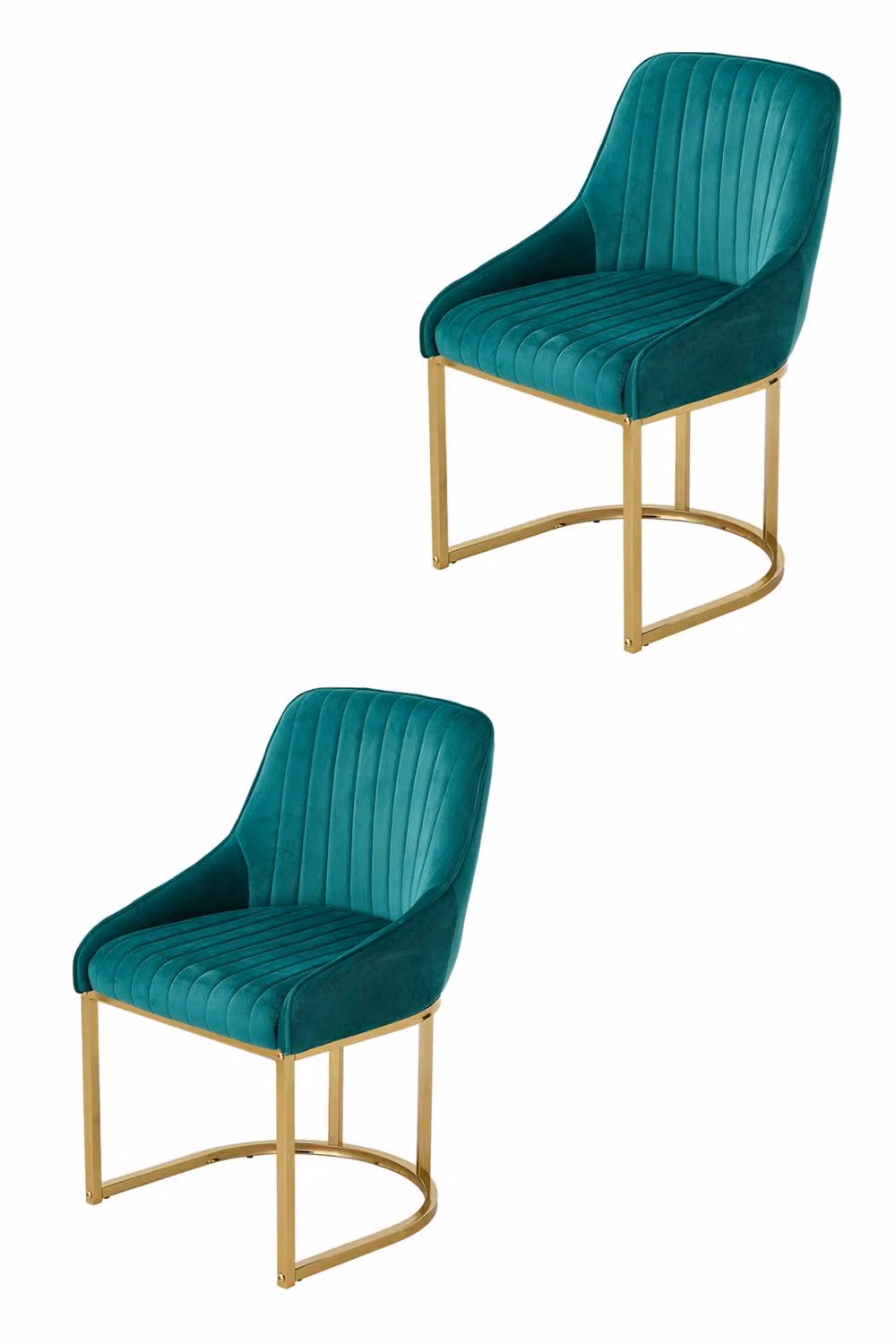 Garden Sanctuary Set of 2 Modern Upholstered Dining Chairs in Green with Metal Frame – 2