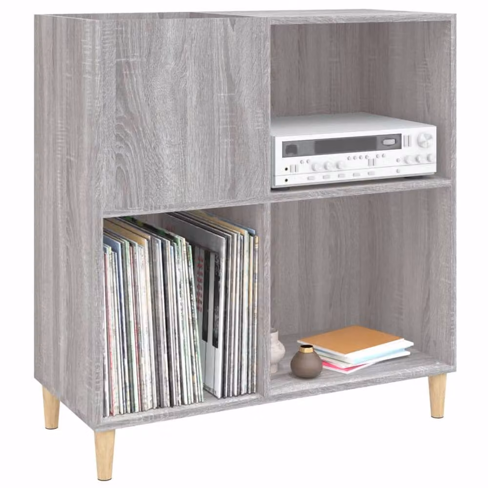 Berkfield Home Record Cabinet in Grey Sonoma, W: 84.5 cm, D: 38 cm, H: 89 cm – 2