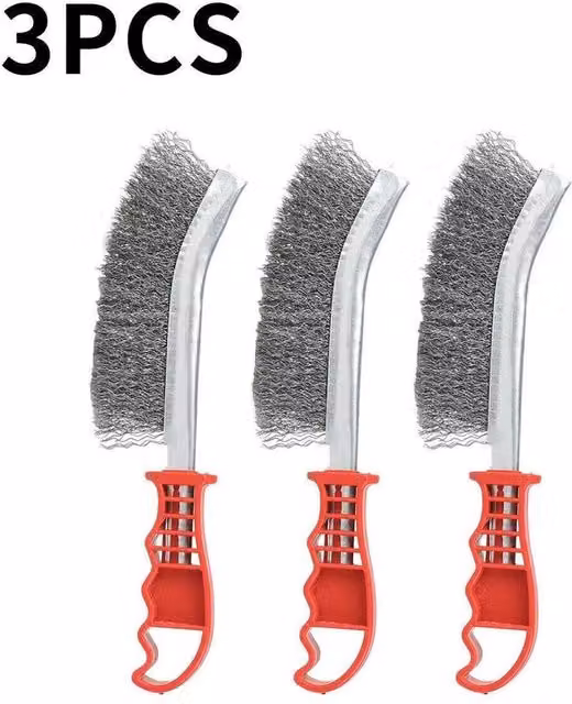 Kelvenix 3-Piece Heavy Duty Red Wire Hand Brush Set