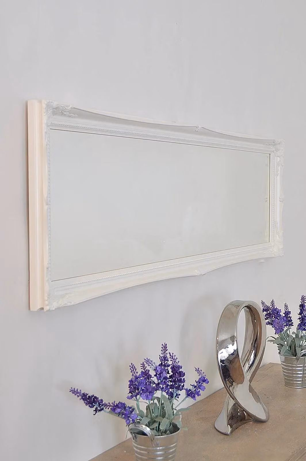 MirrorOutlet Fraser White Beaded Rectangular Wall Mirror H 124 cm x W 122 cm x D 41 cm – 2