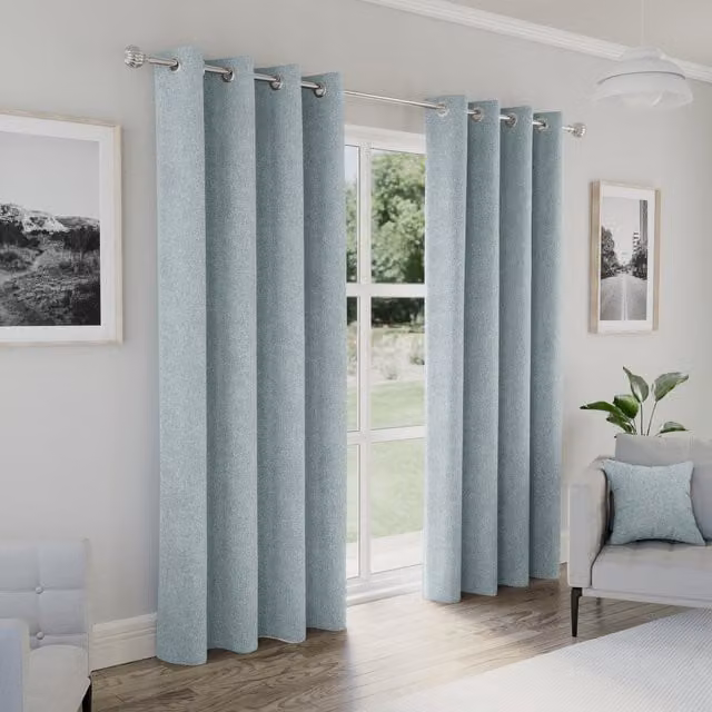 Enhanced Living Austin Blue Blackout Eyelet Curtains, Blue, H: 229 cm, W: 168 cm