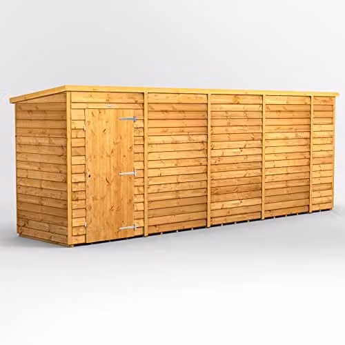 Powersheds Premium Pent Overlap Wooden Shed in Brown, Windowless, 10 mm Extra Thick Timber – 1