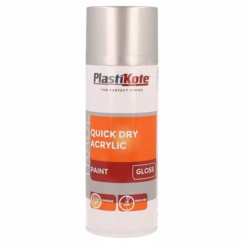 PlastiKote Trade Quick Drying Gloss Paint RAL 9006 Silver 400 ml