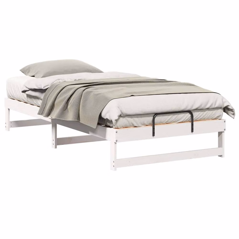 Berkfield Home Modern White Solid Pine Wood Bed Frame W/D/H: 100 x 200 cm – 2