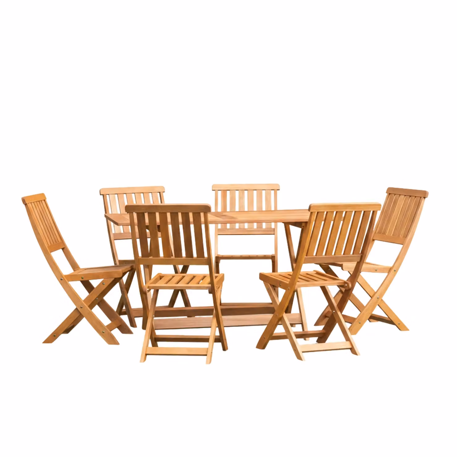 Samuel Alexander 6 Person Folding Rectangular Teak Wood Garden Dining Table and Chairs Set in Brown – 2