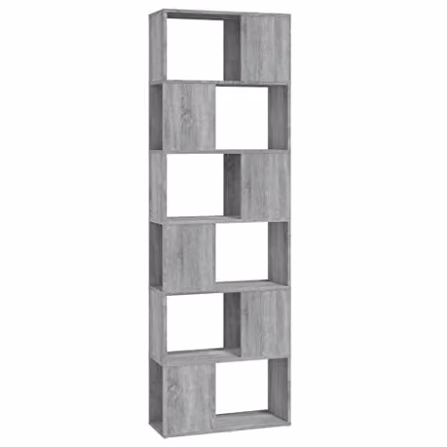 vidaXL Grey Sonoma Book Cabinet and Room Divider, W: 60 cm, D: 24 cm, H: 186 cm