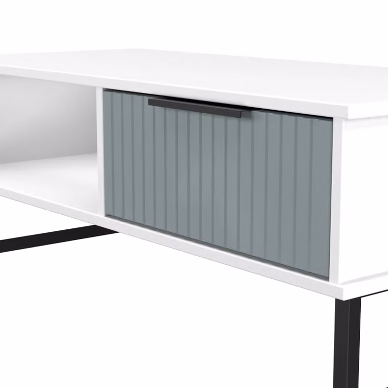 Ready Assembled 2 U Menai 1 Drawer Coffee Table in Duck Egg Blue and Black