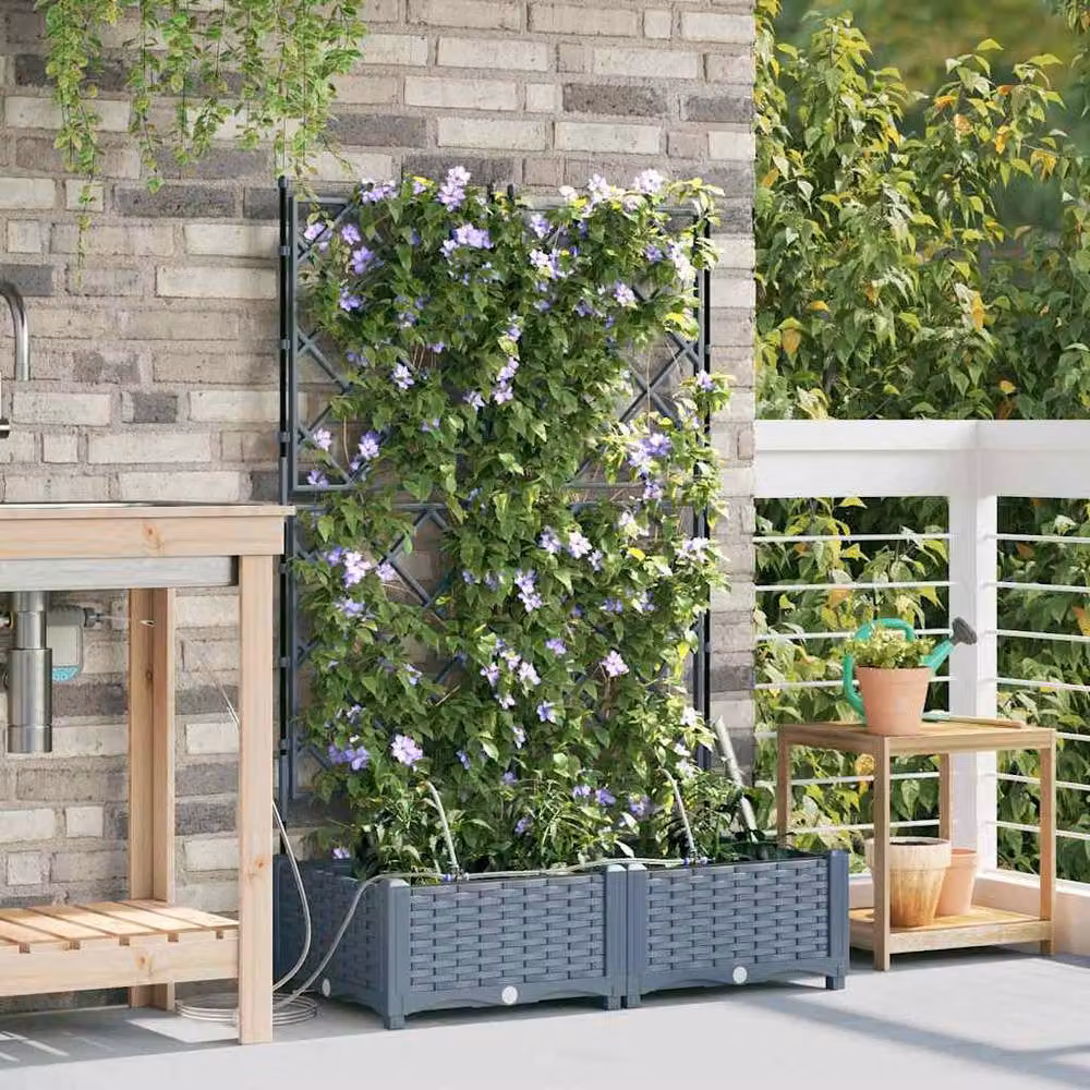 Berkfield Home Garden Planters with Water Irrigation System, 2 Pieces, Grey – 2