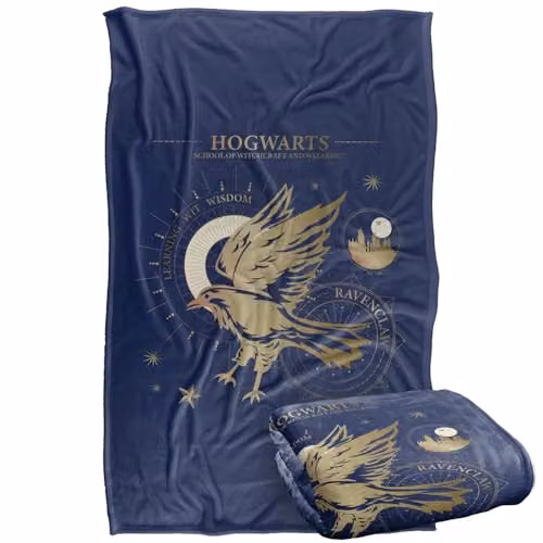 Warner Bros. Harry Potter Ravenclaw Learning, Wit, Wisdom Super Soft Fleece Throw Blanket, Multicolour, W/D/H: 91 x 147 cm – 1