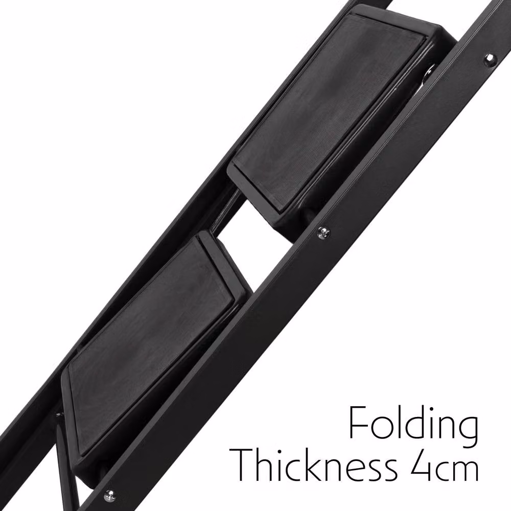 Futura 2 Step Black Heavy-Duty Steel Folding Step Ladder with Rubber Feet – 4