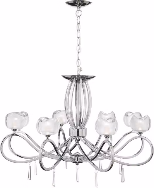 Litecraft Marta LED Suspended Pendant Ceiling Light in Chrome and Glass