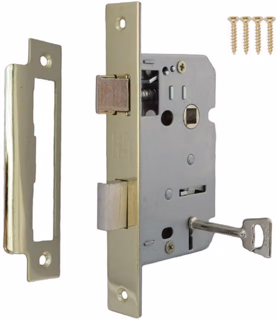 Betley Butterfly Brass 3 Lever Reversible Key Mortice Sash Lock, 65mm