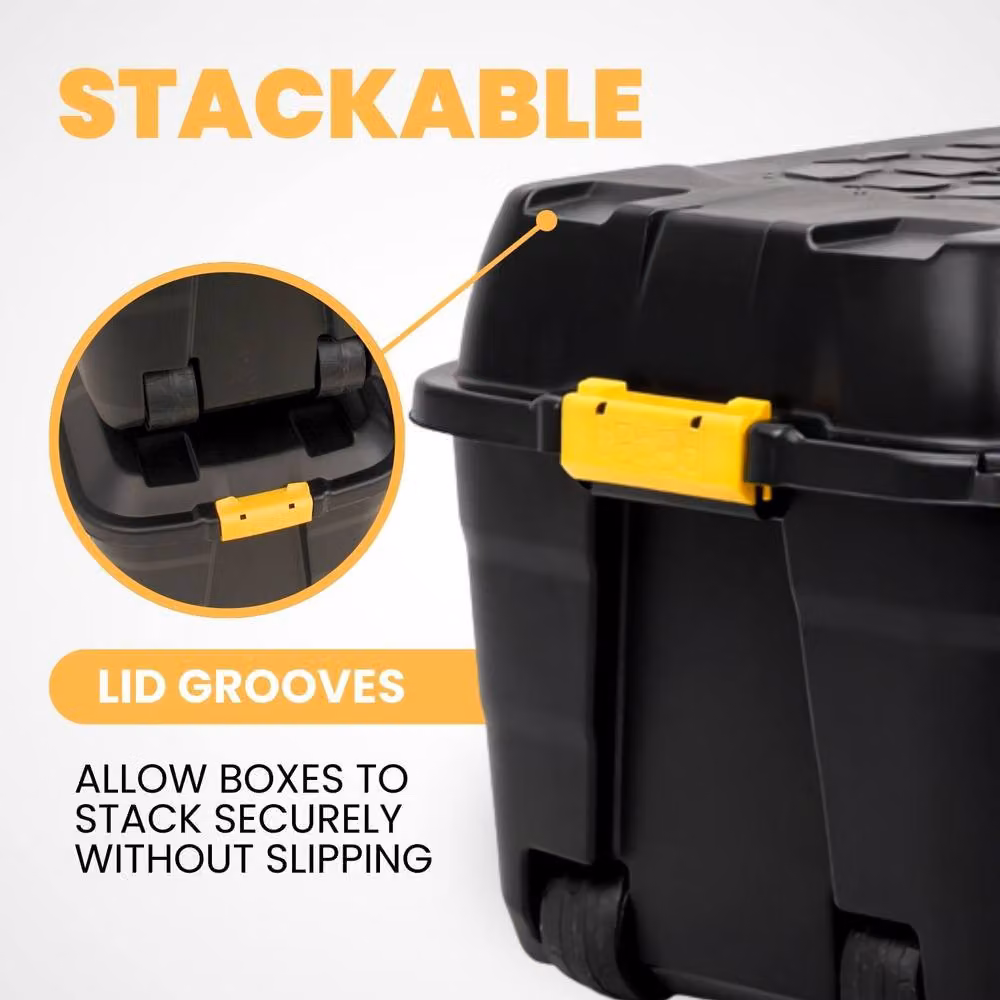Novecrafto Heavy Duty Extra Large Storage Box with Lid and Wheels, Black – 6