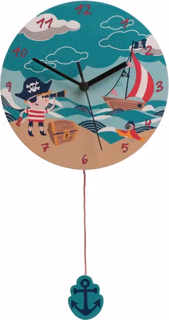 Orsina Pirate Round Wall Clock for Children, Multicolour, Dia: 23 cm – 1