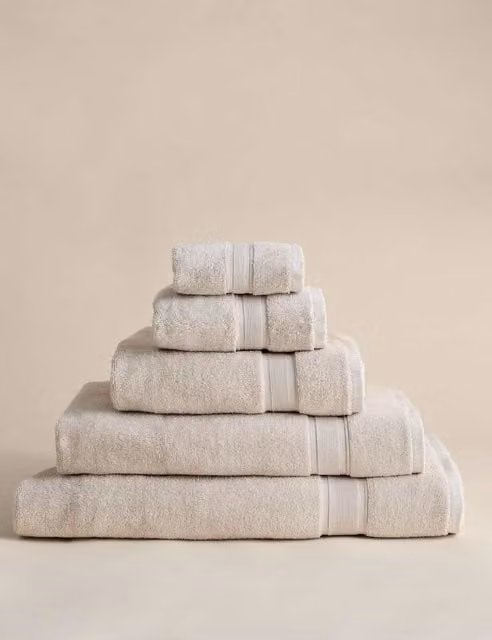 M&S Super Soft Pure Cotton Towel in Beige Linen