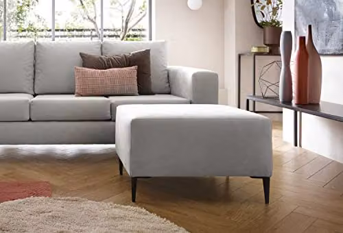 Abakus Direct Capri Reversible L-Shape Corner Sofa with Matching Ottoman in Light Grey – 4