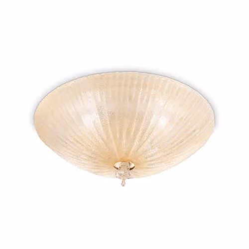 Netlighting Shell 3-Light Ceiling Light in Gold and Brass with Amber Glass