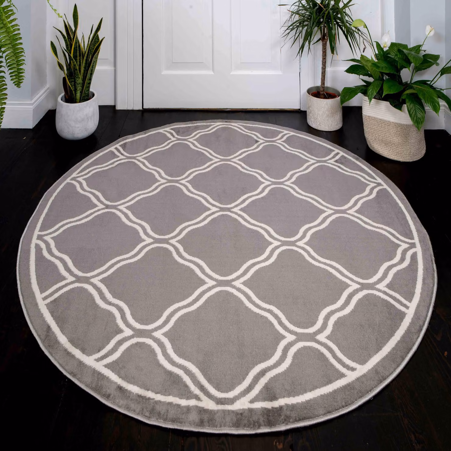 Kukoon Grey Modern Geometric Round Area Rug for Living Room or Bedroom, Diameter: 120 cm – 5