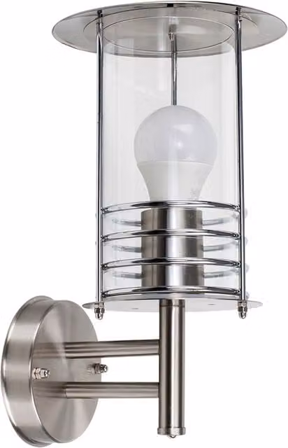 ValueLights Silver Maritime Fisherman's Lantern IP44 Rated Outdoor Wall Light with Transparent Glass
