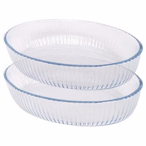 Argon Tableware Optical Oval Glass Roasting Dish, Transparent, W: 35 cm, D: 24 cm, H: 6 cm