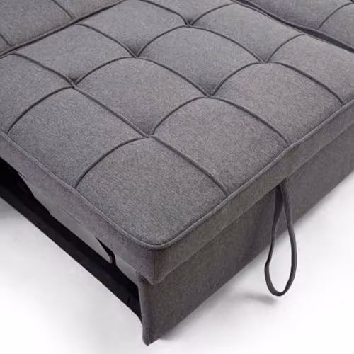More4Homes Hudson 3-Seater Click-Clack Sofa Bed in Grey Linen Fabric with Cup Holders W: 201.5 cm, D: 87.0 cm, H: 91.0 cm – 4