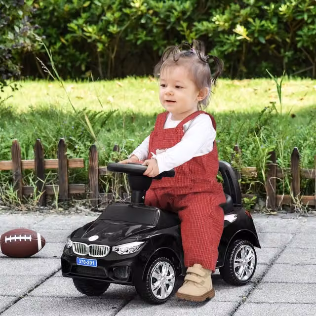 HOMCOM Ride-On Toddler Slider with Music and Horn, Black