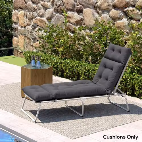 Outsunny Sun Lounger Cushion in Grey, Water-Repellent and UV-Resistant Polyester Foam, W/D/H: 190 x 56 x 10 cm – 8