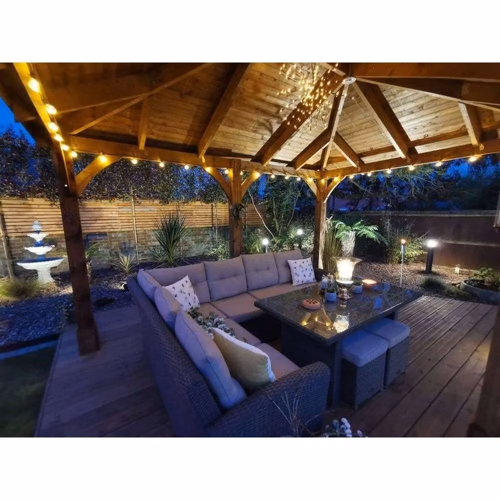 Dunster House Leviathan Heavy Duty Wooden Gazebo with Bitumen Shingle Roof in Brown W/D/H: 600 x 300 x 212 cm – 3