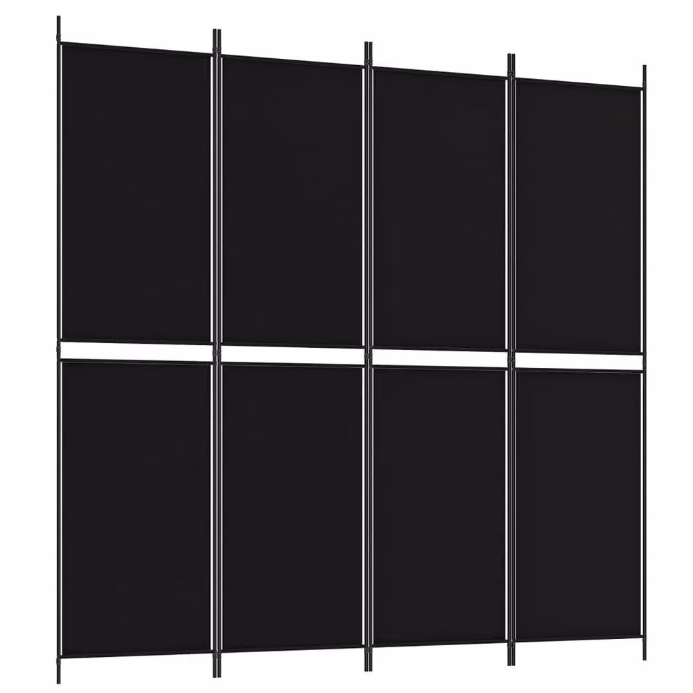 Berkfield Home 4-Panel Fabric Room Divider in Black, W/H: 200 x 200 cm – 2