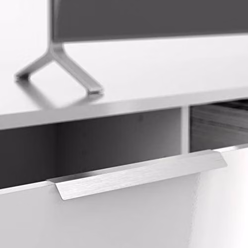 Furniture To Go Match Modern TV Unit with 2 Drawers and 2 Shelves in White Glossy Wood, W: 172.7 cm, D: 39.9 cm, H: 33.1 cm – 4