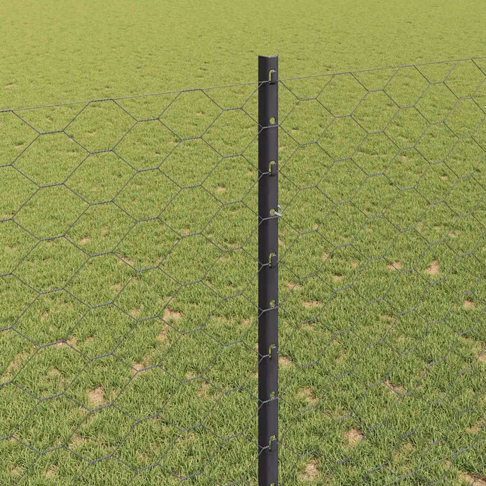 vidaXL Berkfield Home Modern Garden Fence Set of 2, Grey Metal, Length: 25 m – 2